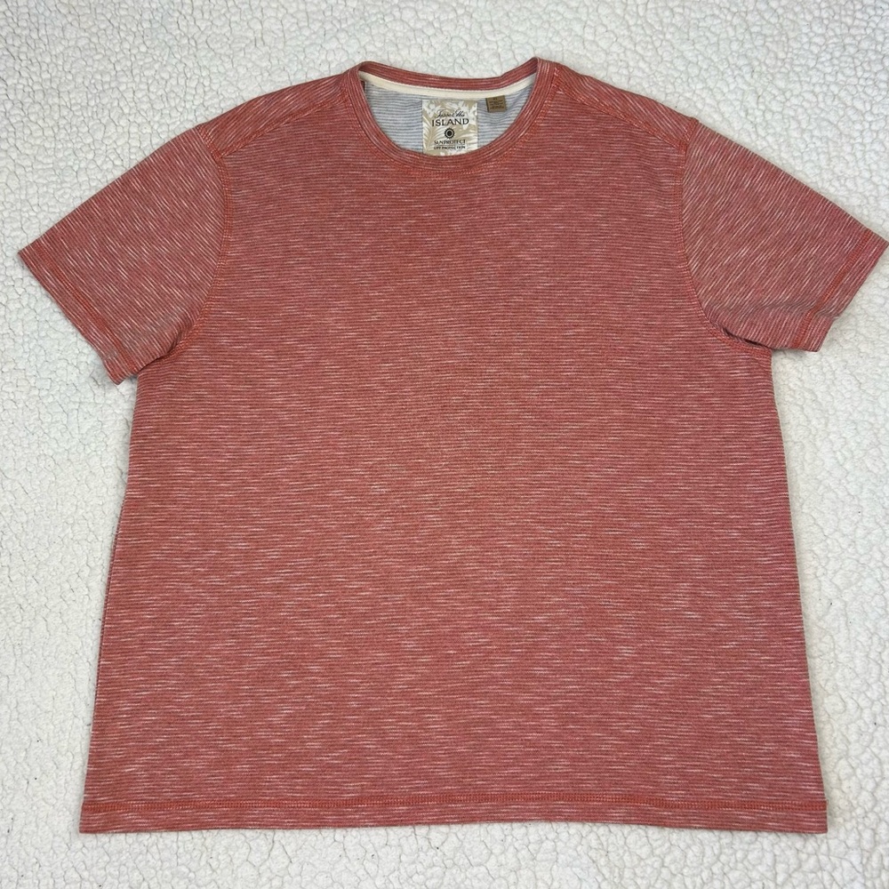 Tasso Elba Island T-Shirt Men's XL Rust Striped UPF Sun Protection Rayon Blend